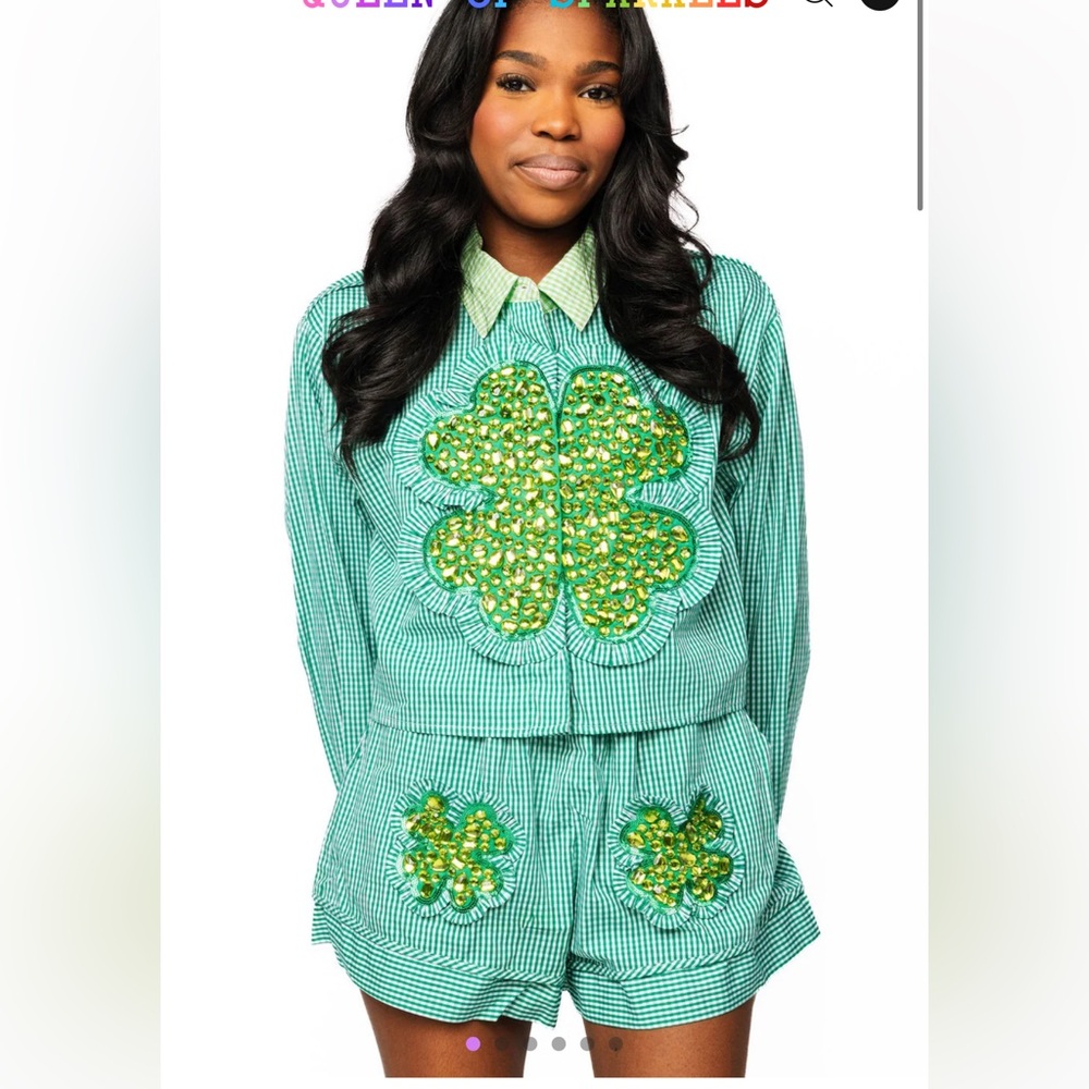 Queen of Sparkles Rhinestone Shamrock Set